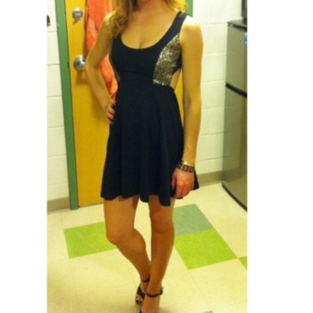 NWT black open back dress